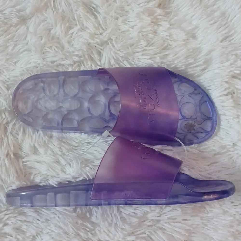 Coach Ulyssa Rubber Water Resistant Jelly Slide Sandals Purple Size 8 - Picture 5 of 9